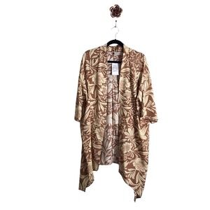 Patrons Of Peace Small Rayon Open Front Floral Kimono Women Boho Oversized NEW